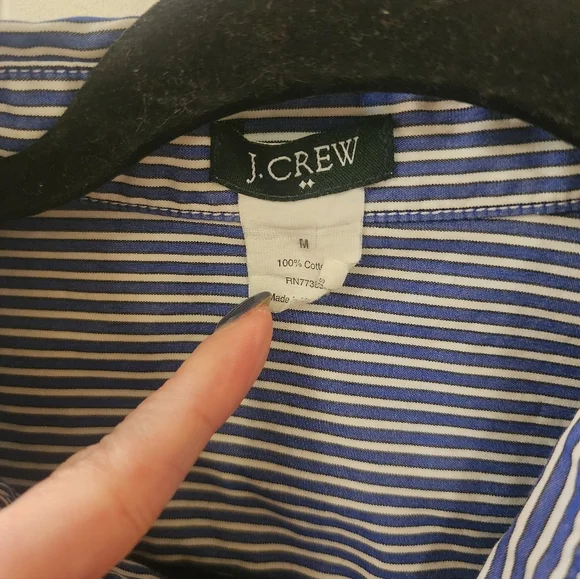J.Crew Blue & White Stripe Button Down Shirt | 100% Cotton | Medium - Picture 3 of 3
